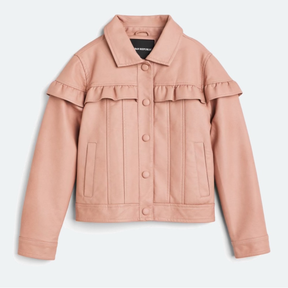 Girls Pink Faux Leather Jacket